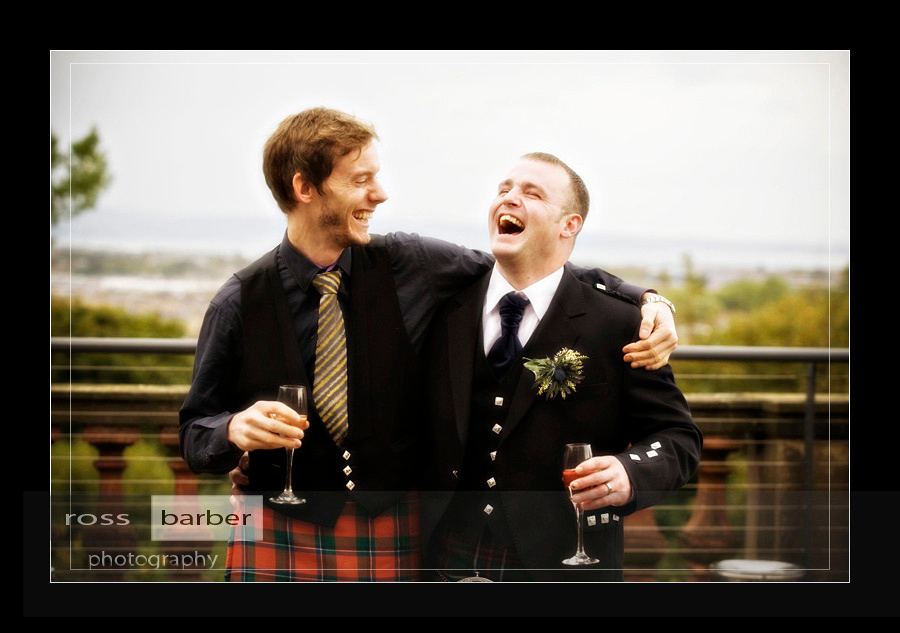 groom and guest laughing